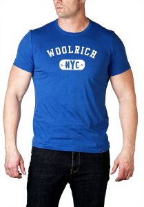 T-shirt Woolrich Uomo Cotone Collo a U Blu True Blue