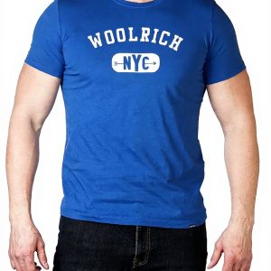 T-shirt Woolrich Uomo Cotone Collo a U Blu True Blue