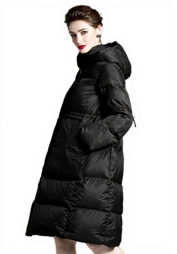 Piumino Donna AKT Nero Piuma dOca Lungo Invernale