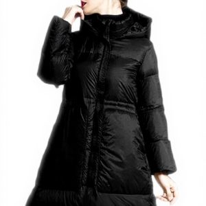 Piumino Donna AKT Nero Piuma dOca Lungo Invernale