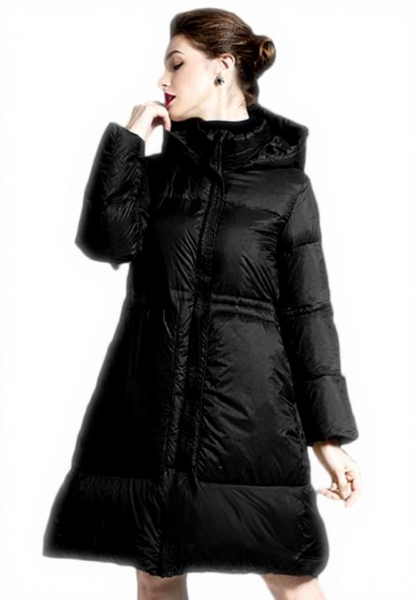 Piumino Donna AKT Nero Piuma dOca Lungo Invernale