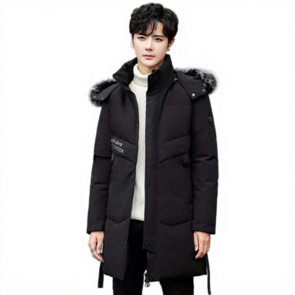 AKT Piumino Invernale Uomo Parka Lungo Piuma DOca Bianca