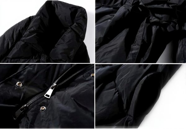 AKT Piumino Lungo Donna Nero Piumino Invernale Cappotto