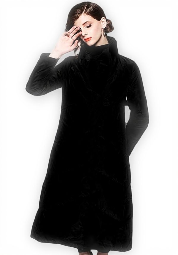 AKT Piumino Lungo Donna Nero Piumino Invernale Cappotto