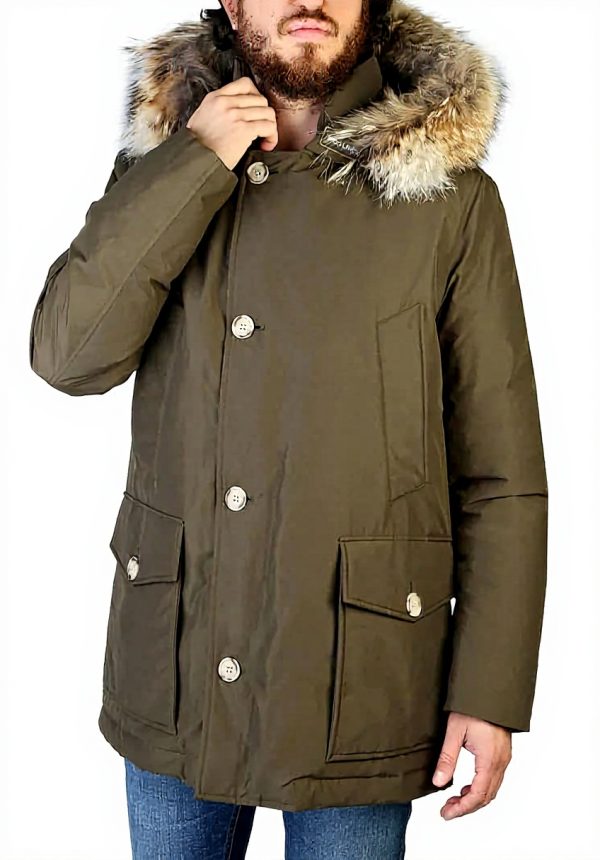 WOOLRICH Arctic Anorak Mens Green Cotton Jacket Outerwear