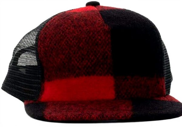 Cappello Woolrich Uomo Lana Nero Rosso Visiera Baseball