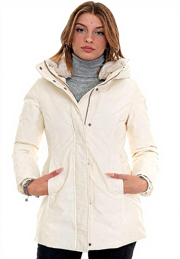 WOOLRICH Giacconi Donna Bianco Parka Manica Lunga