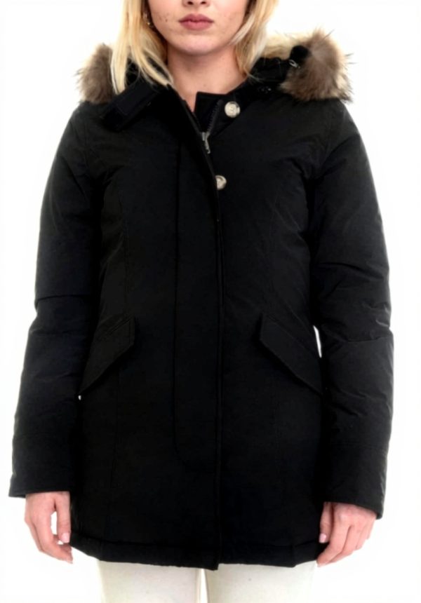 Giacconi WOOLRICH donna Nero parka senza collo