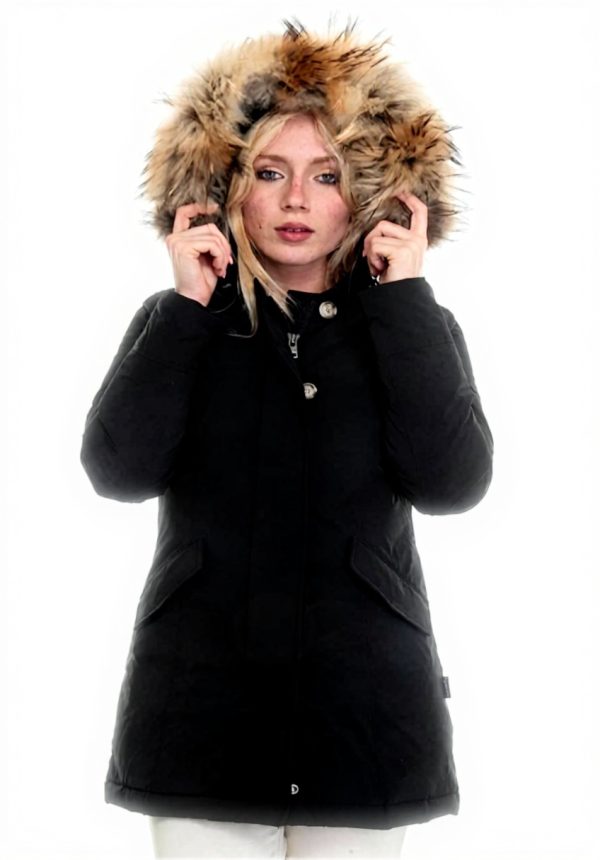 Giacconi WOOLRICH donna Nero parka senza collo