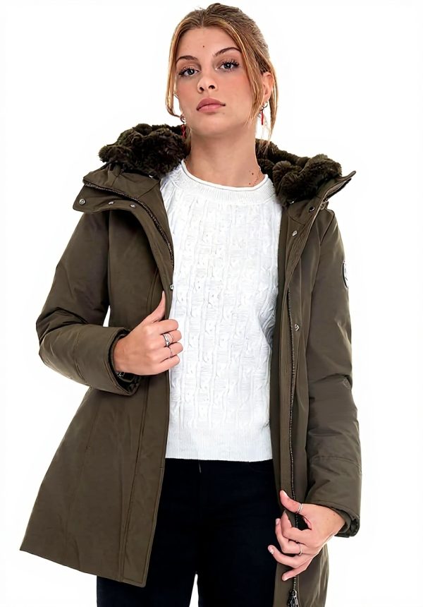 Giacche WOOLRICH donna Verde Parka lavabile cerniera