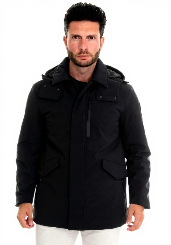 WOOLRICH Giacconi Mens Black Parka Jacket Long Sleeve