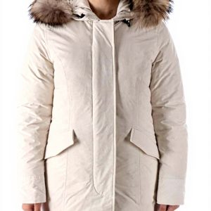 Woolrich Arctic Parka Women Long Luxury Cream Coat