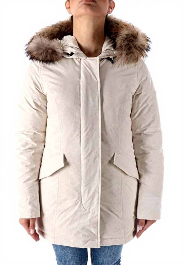 Woolrich Arctic Parka Women Long Luxury Cream Coat