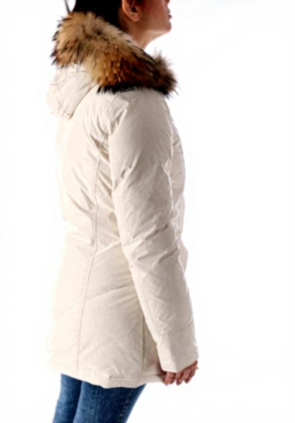 Woolrich Arctic Parka Women Long Luxury Cream Coat