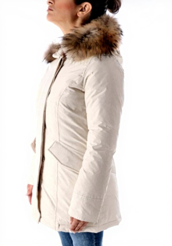 Woolrich Arctic Parka Women Long Luxury Cream Coat