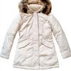 Woolrich Luxury Arctic Parka Womens Long Cream Coat XS