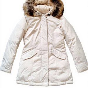 Woolrich Luxury Arctic Parka Womens Long Cream Coat XS