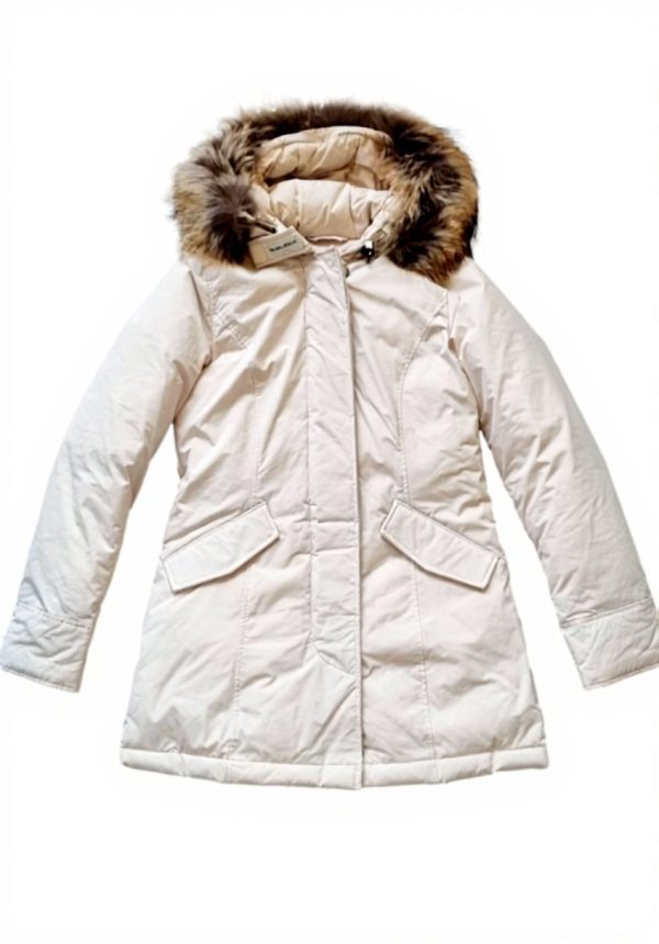 Woolrich Luxury Arctic Parka Womens Long Cream Coat XS