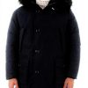 Woolrich Parka Uomo Melton Blue Giacche invernali calde