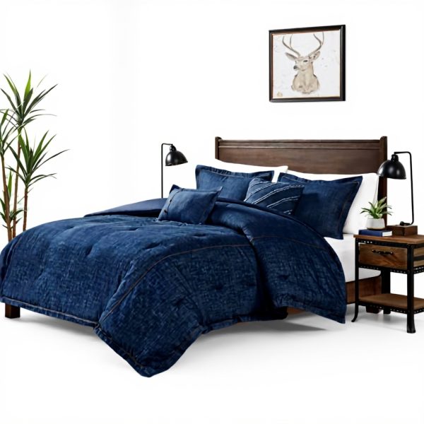 Woolrich Perry Oversized Denim Comforter Set Blue Cotton