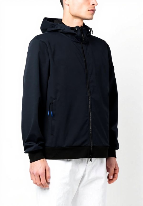 WOOLRICH Soft Shell Hoodie Blu Uomo Giacca Softshell