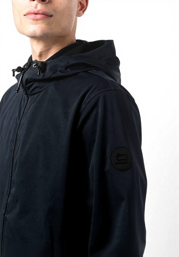 WOOLRICH Soft Shell Hoodie Blu Uomo Giacca Softshell