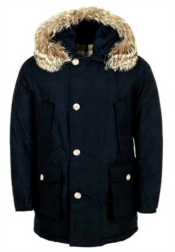 Woolrich Arctic Parka Men's Blue Winter Coat Button Closure