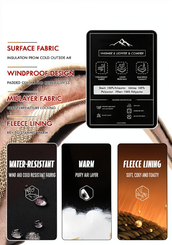 Giacca Parka Uomo Impermeabile Foderata Pile Grigio Nero-4