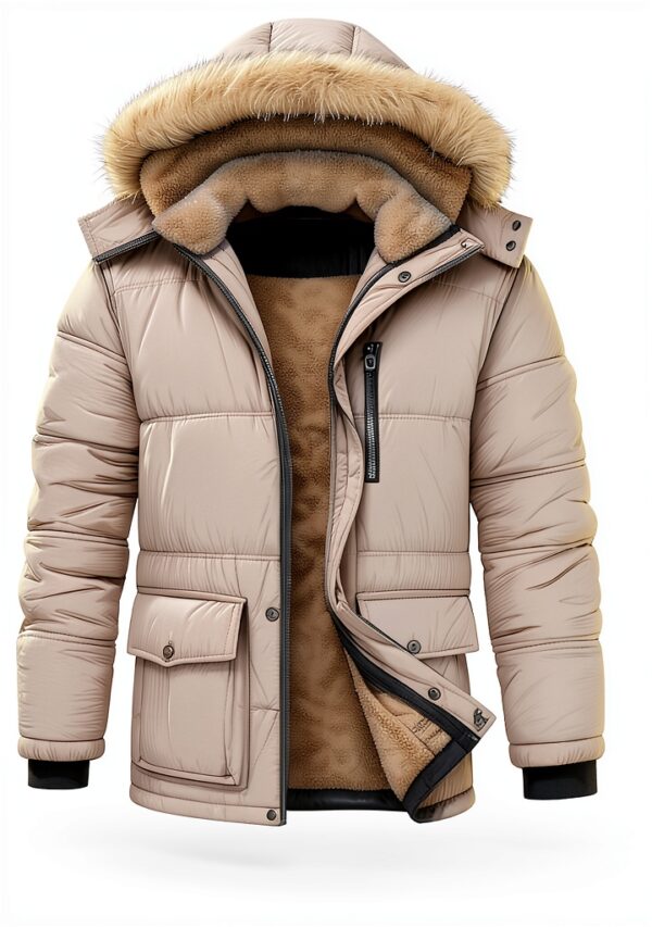 Parka Uomo Impermeabile Foderato Pile Grigio Scuro Nero-3