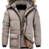Giacca Parka Uomo Impermeabile Foderata Pile Grigio Nero-3