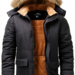 Parka Uomo Impermeabile Foderato Pile Grigio Scuro Nero-0