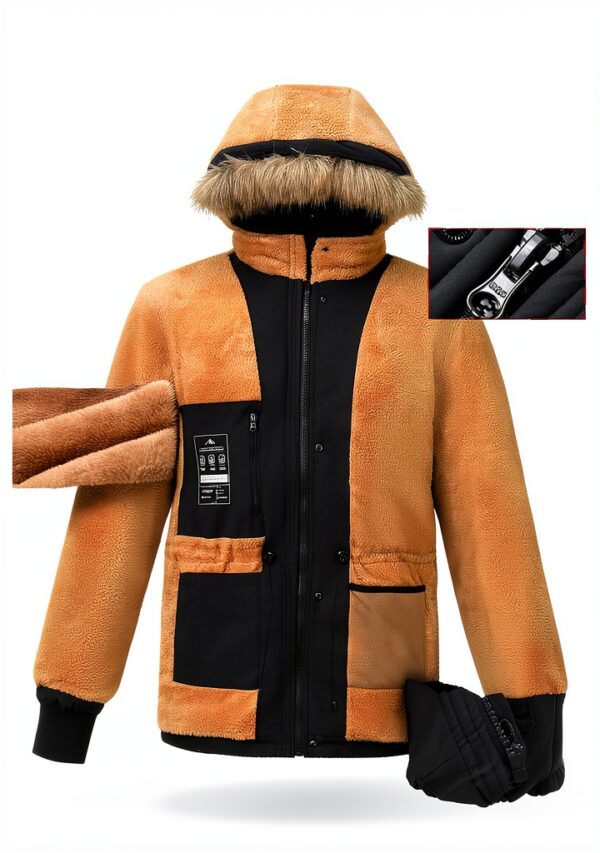 Giacca Parka Uomo Impermeabile Foderata Pile Grigio Nero-2