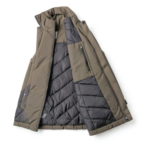 Parka Uomo Pregiato Verde Chiusura Cerniera Manica Lunga-3