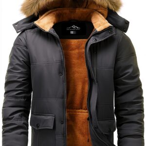 Giacca Parka Uomo Impermeabile Foderata Pile Grigio Nero-0