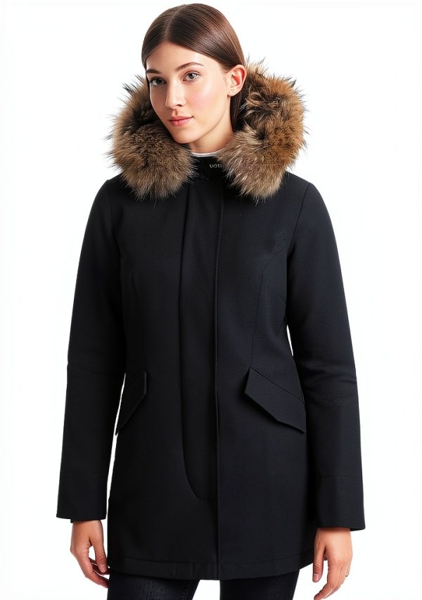 WOOLRICH Cappotto Donna Blu Scuro Parka Manica Lunga