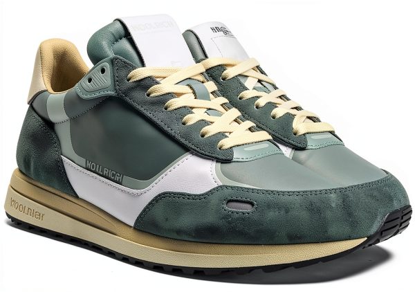 Sneakers retrò Woolrich Uomo Verde Grigio Bianco Crema