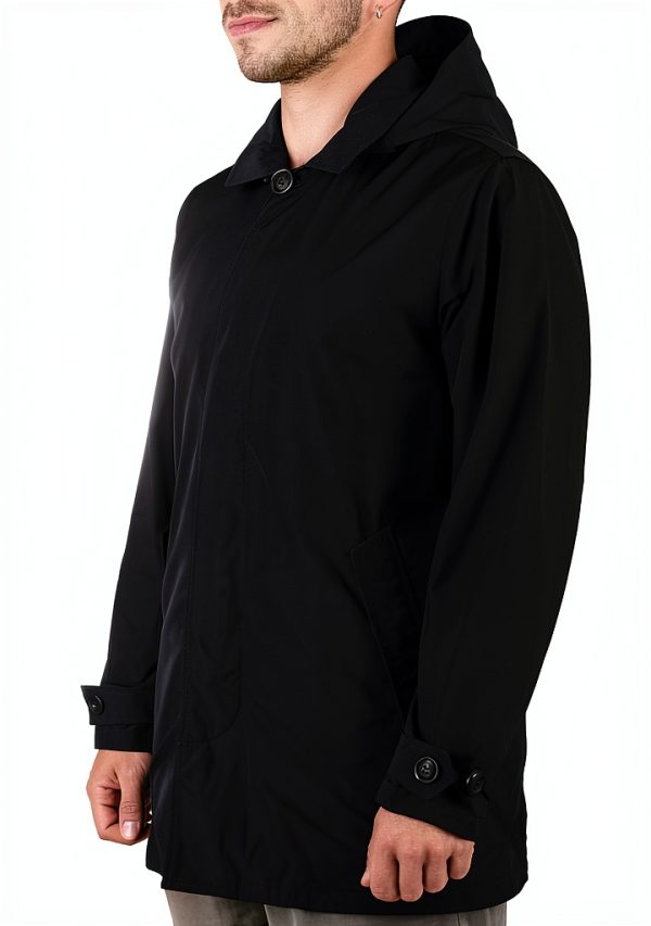 Woolrich Club Car-Coat Uomo Blu Navy Impermeabile Cappuccio