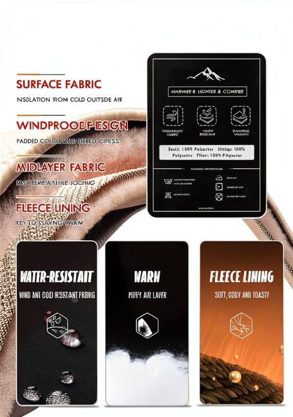 Parka Uomo Impermeabile Foderato Pile Grigio Scuro Nero-4