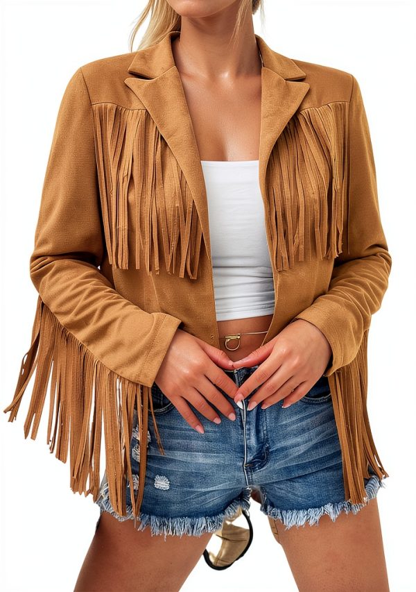 Generico Giacca Pelle Donna Frange Nappa Cowgirl Western