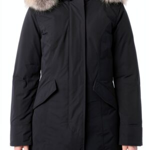 Parka con Cappuccio Chiusura Cerniera Manica Lunga-0