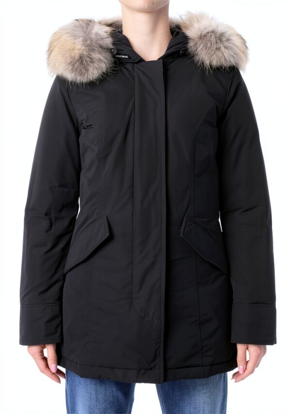 Parka con Cappuccio Chiusura Cerniera Manica Lunga-0