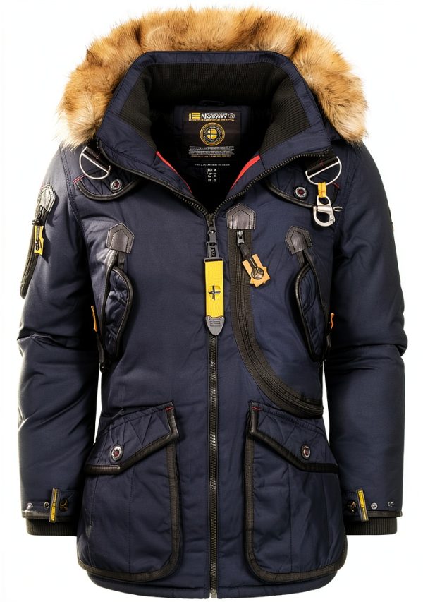 Geographical Norway Cappotto Uomo Blu Marino Impermeabile