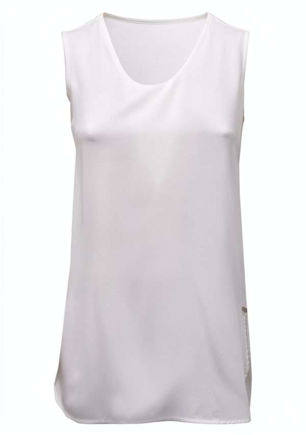 Canotta WOOLRICH Donna Ivory Cotone Seta Senza Maniche