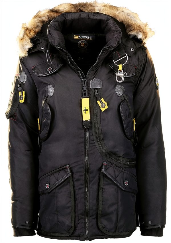 Geographical Norway Cappotto Uomo Impermeabile Blu Nero