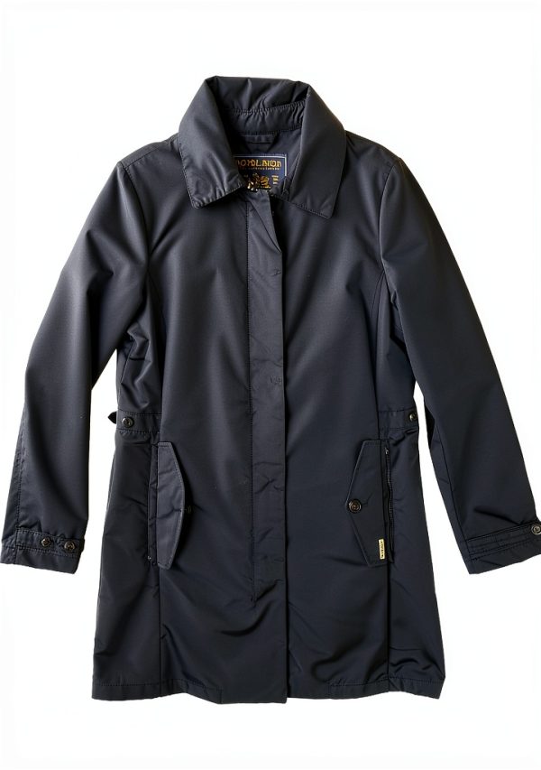 Giubbotto Trench Donna Woolrich New Saratoga Blu XL