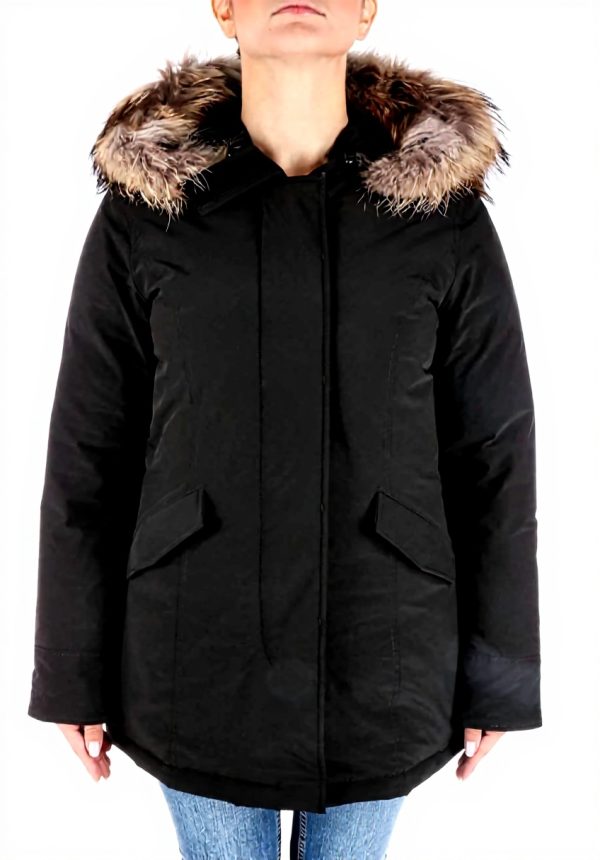 WOOLRICH Parka Donna Nero Artic Raccoon Lussuoso XL