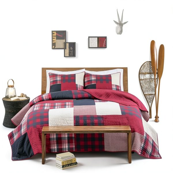 WOOLRICH Set trapunte cotone reversibile rosso Full Queen