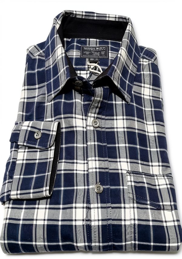 Camicia Uomo WOOLRICH Flanella Cotone 100% Taschino Blu