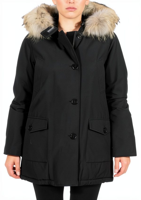 Woolrich Parka Donna Misto Cotone Impermeabile Nero