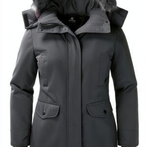 Parka Donna Impermeabile Imbottito Cappuccio Pelliccia Brand-0